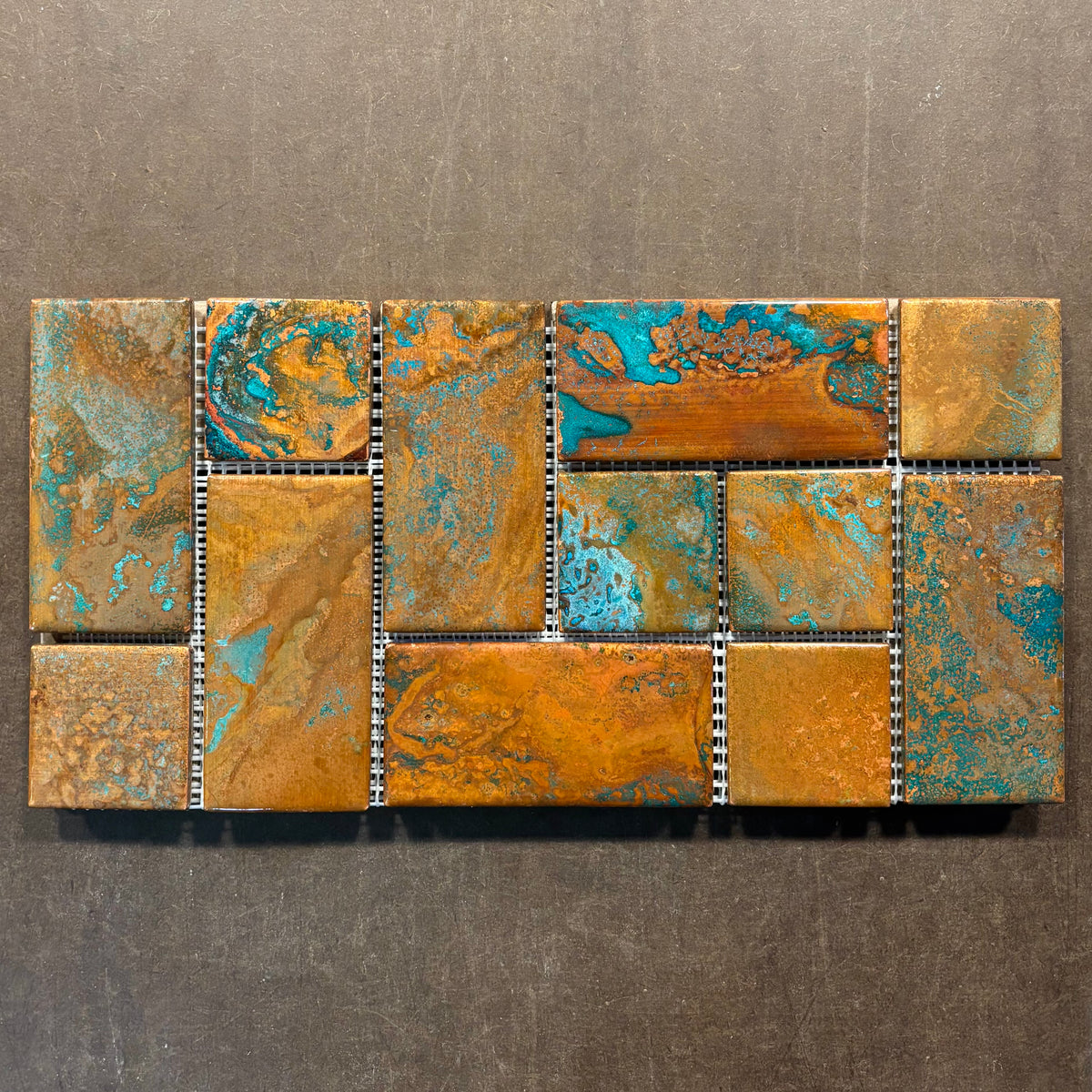 6" x 12" Copper Tile Mosaic Border | Rusted Moon