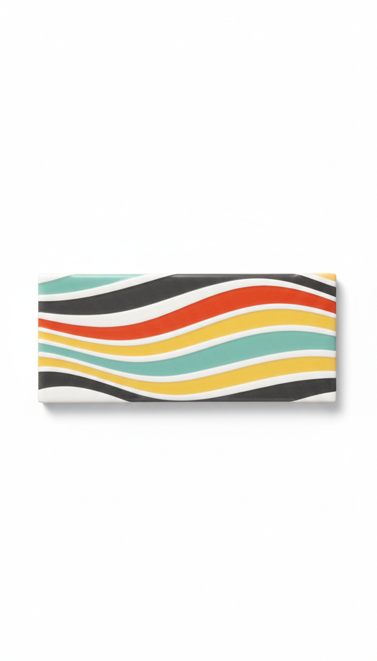 Modern mint linear wave ceramic tile