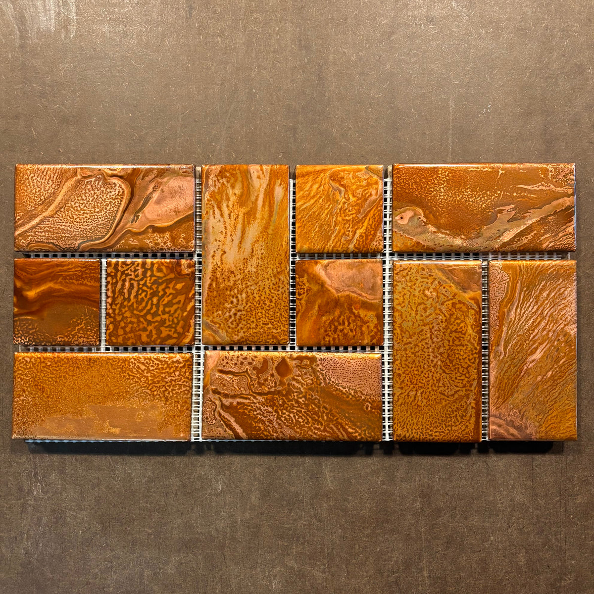 6" x 12" Copper Tile Mosaic Border | Copper Canyon