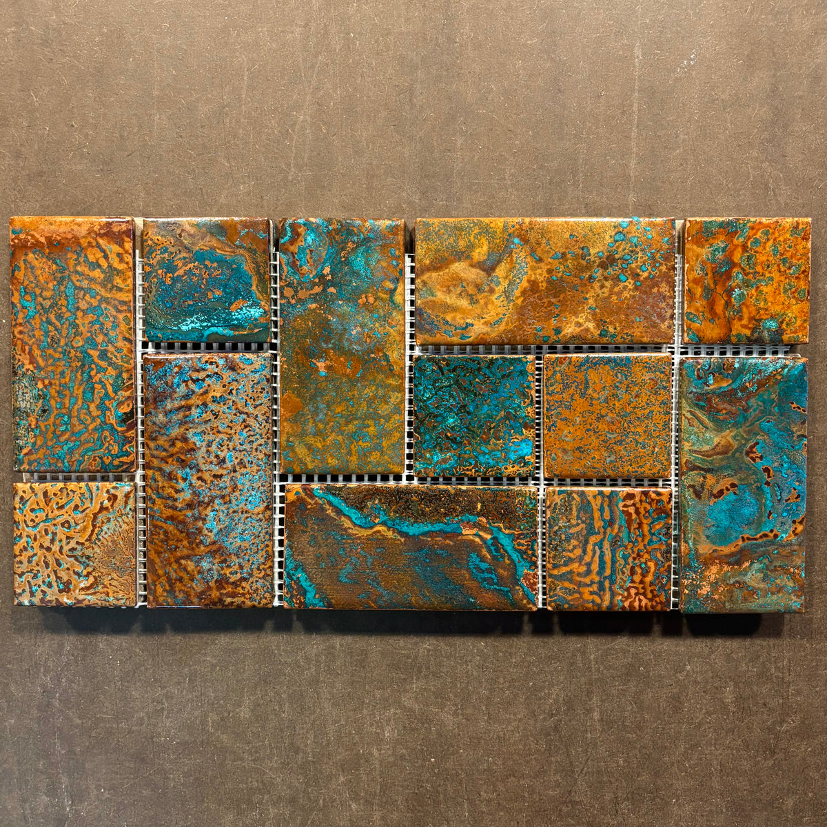 6" x 12" Copper Tile Mosaic Border | Rusted Moon