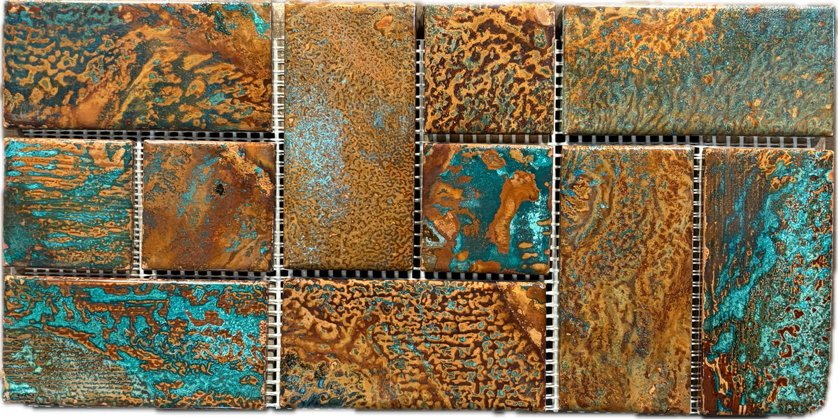 6" x 12" Copper Tile Mosaic Border | Rusted Moon
