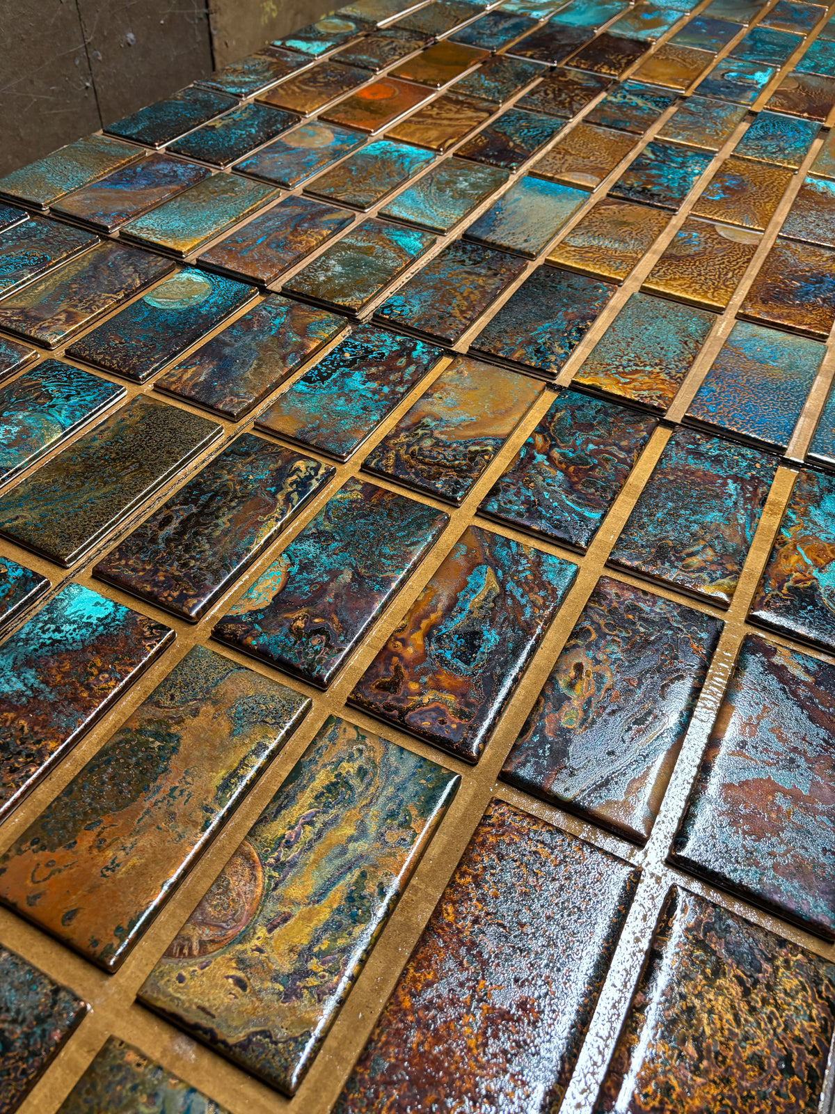 4" x 12" Copper Tile Mosaic Border | Oceana