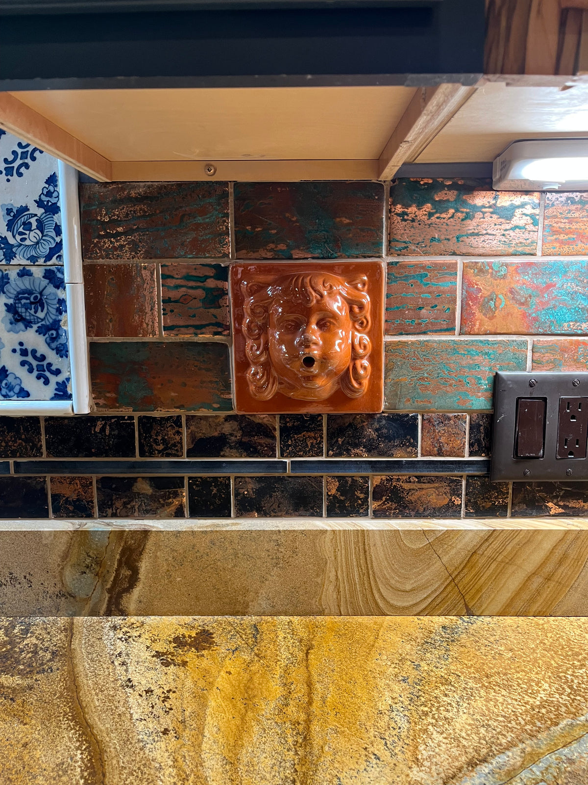 6" x 12" Copper Tile Mosaic Border | Midnight Cowboy