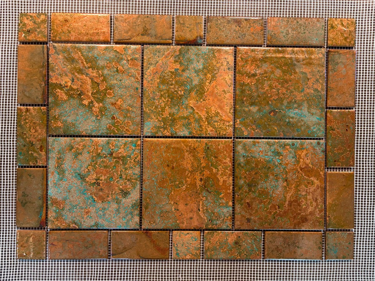 Copper Tile Backsplash 16"x22" Sheet Mosaic