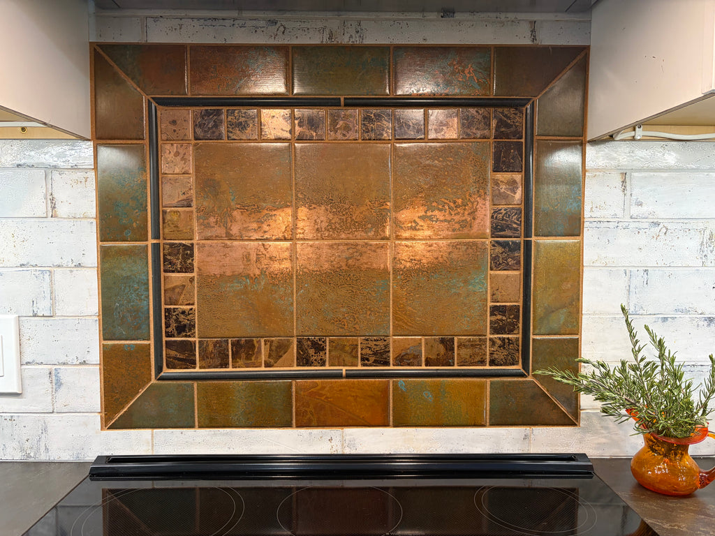 12" x 12" Copper Tile Mosaic Sheet | Rusted Moon
