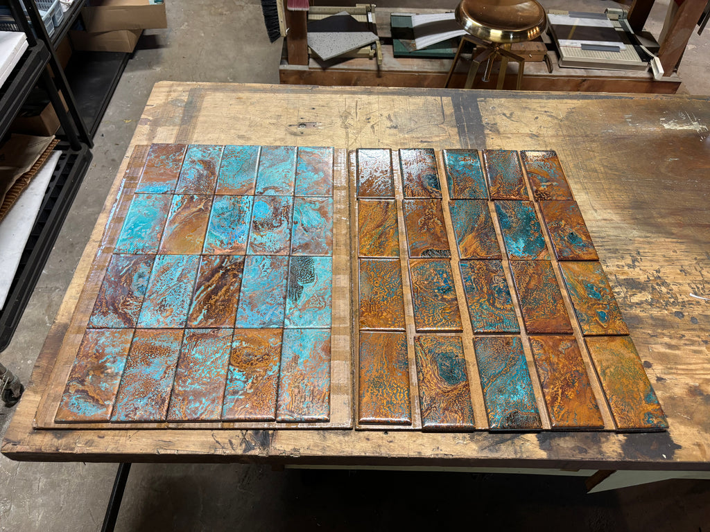 4" x 12" Copper Tile Mosaic Border | Oceana