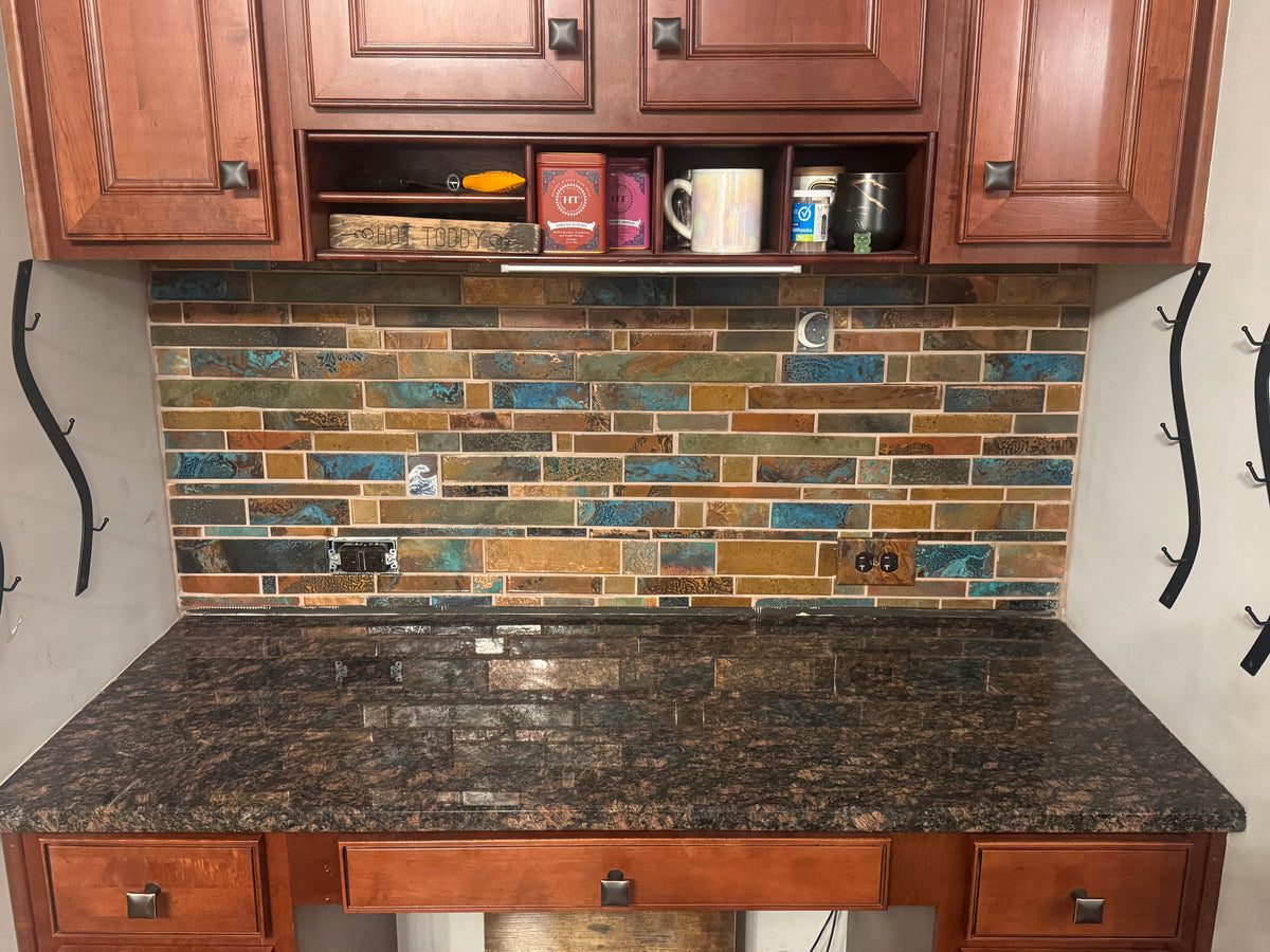 4" x 12" Copper Tile Mosaic Border | Oceana